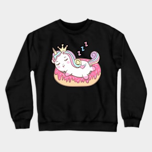 Cute Unicorn Lies On Donut Crewneck Sweatshirt